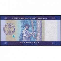 Libéria - Pick 32a - 10 dollars - Série AA - 2016 - Etat : NEUF