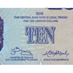 Libéria - Pick 32a - 10 dollars - Série AA - 2016 - Etat : NEUF
