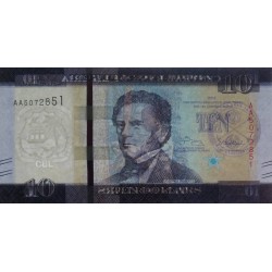 Libéria - Pick 32a - 10 dollars - Série AA - 2016 - Etat : NEUF