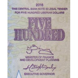 Libéria - Pick 36a - 500 dollars - Série AA - 2016 - Etat : NEUF