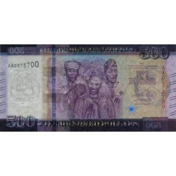Libéria - Pick 36a - 500 dollars - Série AA - 2016 - Etat : NEUF