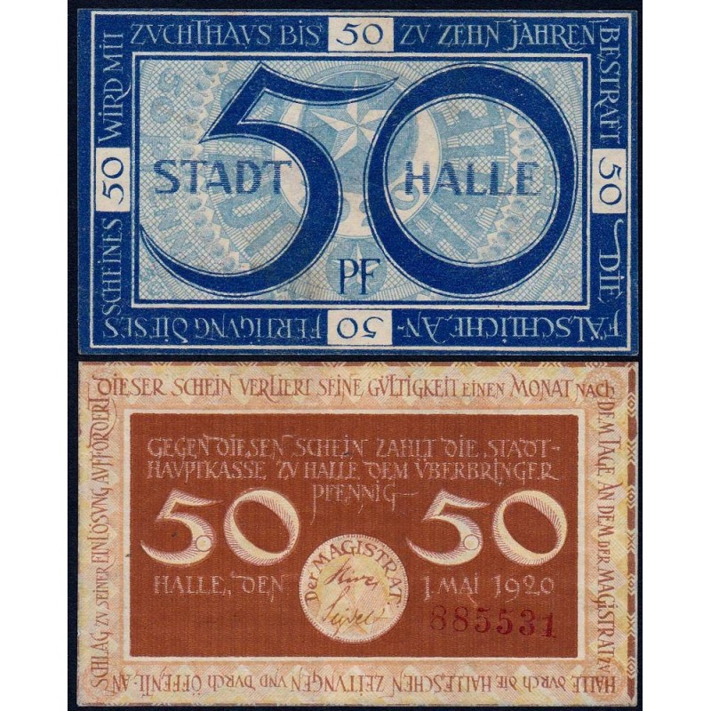 Allemagne - Notgeld - Halle-an-der-Saale - 50 pfennig - 01/05/1920 - Etat : NEUF