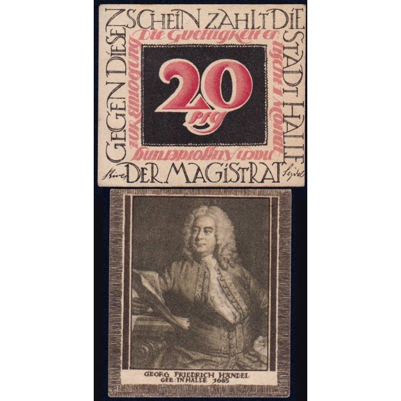 Allemagne - Notgeld - Halle-an-der-Saale - 20 pfennig - Type 2 - 1921 - Etat : NEUF