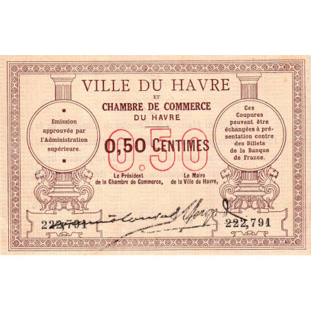 Le Havre - Pirot 68-1 - 50 centimes - Sans date - Etat : SUP