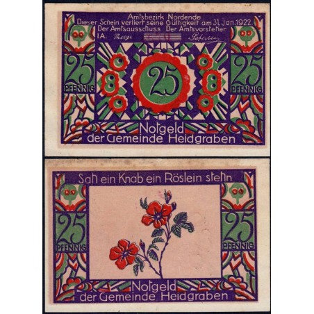 Allemagne - Notgeld - Heidgraben - 25 pfennig - Type 1 - 1921 - Etat : TTB