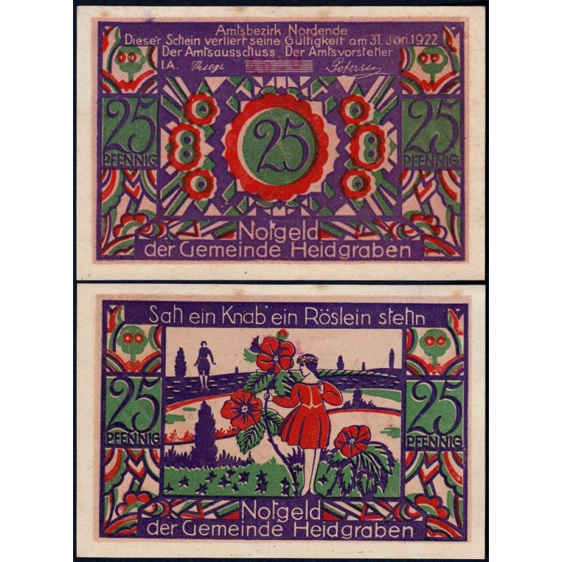 Allemagne - Notgeld - Heidgraben - 25 pfennig - Type 2 - 1921 - Etat : SUP