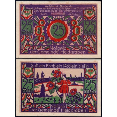 Allemagne - Notgeld - Heidgraben - 25 pfennig - Type 2 - 1921 - Etat : SUP
