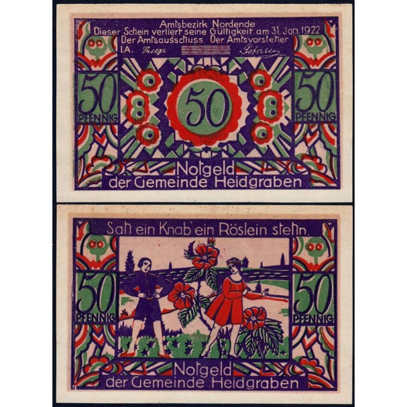 Allemagne - Notgeld - Heidgraben - 50 pfennig - 1921 - Etat : SPL