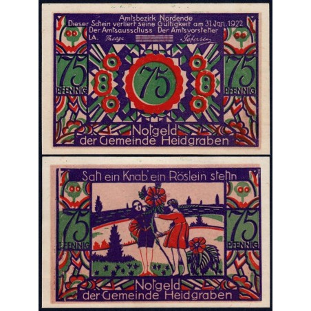 Allemagne - Notgeld - Heidgraben - 75 pfennig - Type 1 - 1921 - Etat : SPL