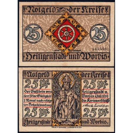 Allemagne - Notgeld - Heiligenstadt und Worbis - 25 pfennig - 01/07/1919 - Etat : SPL