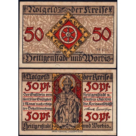 Allemagne - Notgeld - Heiligenstadt und Worbis - 50 pfennig - 01/07/1919 - Etat : SPL