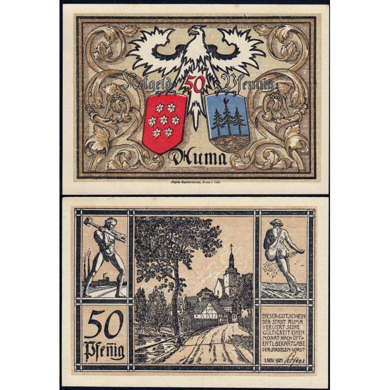 Allemagne - Notgeld - Auma - 50 pfennig - 01/11/1921 - Etat : SPL
