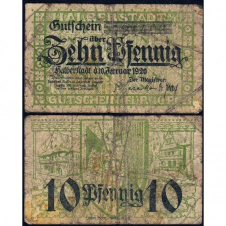 Allemagne - Notgeld - Halberstadt - 10 pfennig - 10/02/1920 - Etat : B