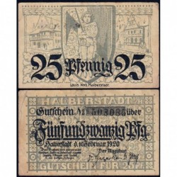 Allemagne - Notgeld - Halberstadt - 25 pfennig - 10/02/1920 - Etat : TTB