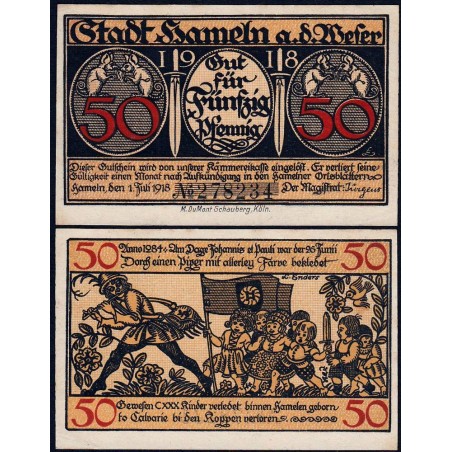 Allemagne - Notgeld - Hameln - 50 pfennig - 01/07/1918 - Etat : pr.NEUF