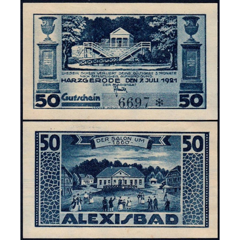 Allemagne - Notgeld - Harzgerode - 50 pfennig - 07/07/1921 - Etat : pr.NEUF