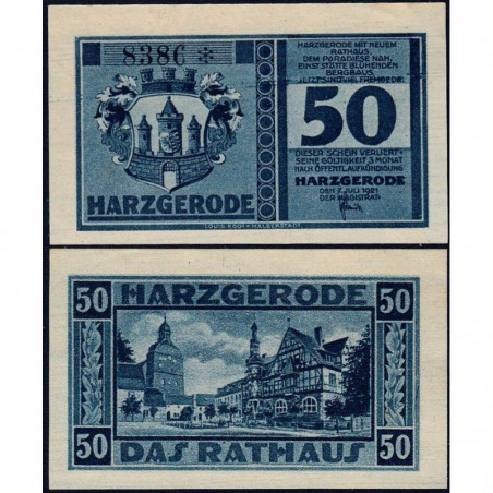 Allemagne - Notgeld - Harzgerode - 50 pfennig - 07/07/1921 - Etat : pr.NEUF