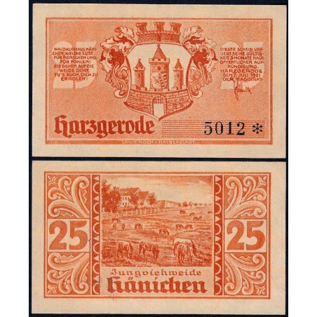 Allemagne - Notgeld - Harzgerode - 25 pfennig - 07/07/1921 - Etat : pr.NEUF