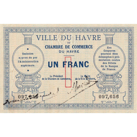 Le Havre - Pirot 68-4 - 1 franc - Sans date - Etat : SUP