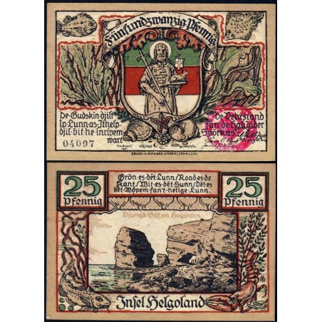 Allemagne - Notgeld - Helgoland - 25 pfennig - Type 3 - 04/1921 - Etat : NEUF