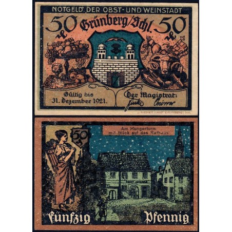 Pologne - Notgeld - Grünberg in Schlesien (Zielona Gora) - 50 pfennig - 1921 - Etat : SPL