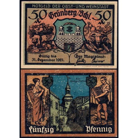 Pologne - Notgeld - Grünberg in Schlesien (Zielona Gora) - 50 pfennig - 1921 - Etat : SPL