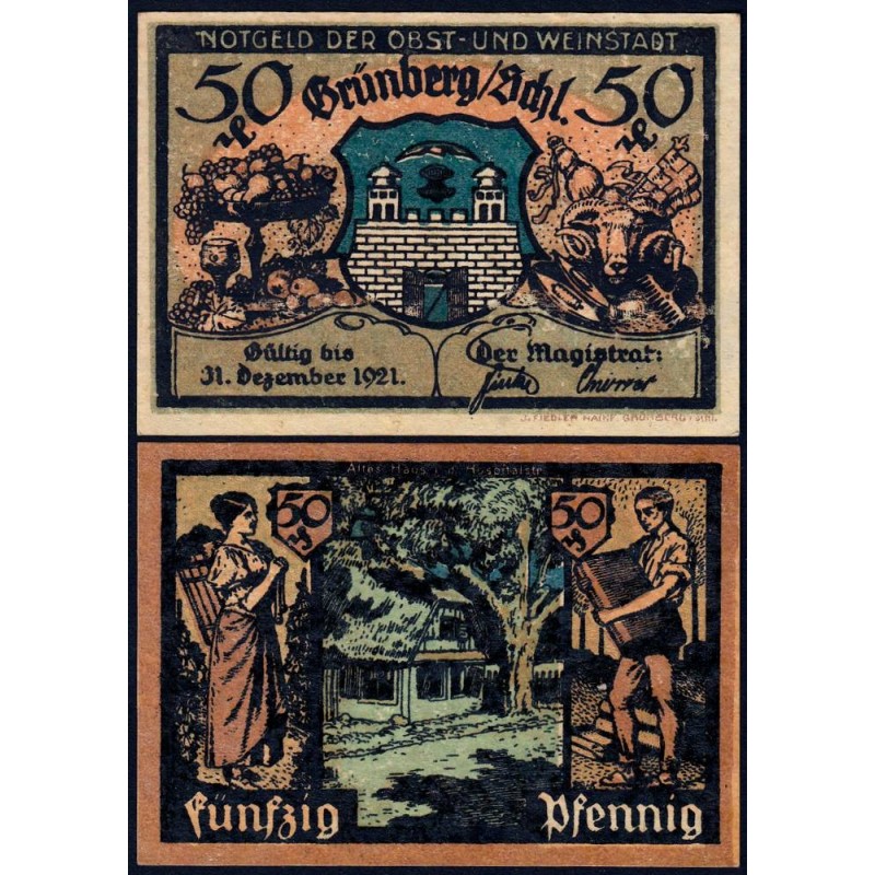 Pologne - Notgeld - Grünberg in Schlesien (Zielona Gora) - 50 pfennig - 1921 - Etat : SPL