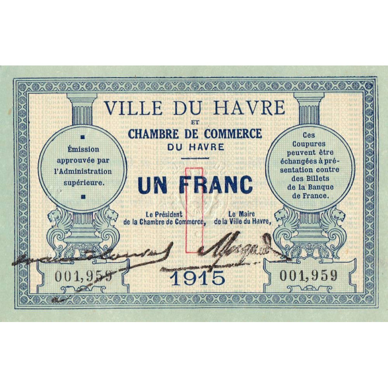 Le Havre - Pirot 68-10 - 1 franc - 1915 - Etat : SUP