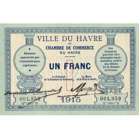 Le Havre - Pirot 68-10 - 1 franc - 1915 - Etat : SUP