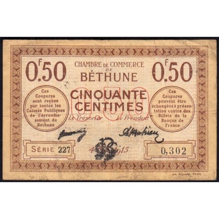 Béthune - Pirot 26-1 - 50 centimes - Série 227 - 04/10/1915 - Etat : TB