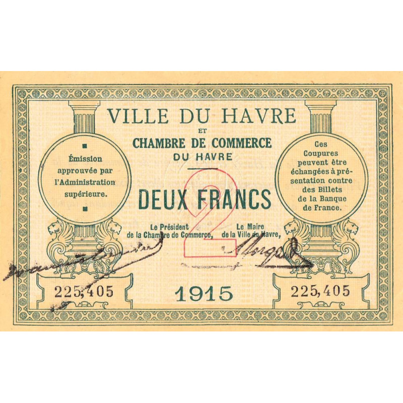 Le Havre - Pirot 68-12 - 2 francs - 1915 - Etat : SUP