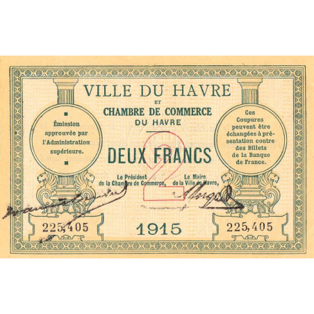 Le Havre - Pirot 68-12 - 2 francs - 1915 - Etat : SUP