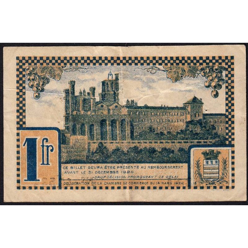 Billet des chambres de commerce Béziers 1 franc