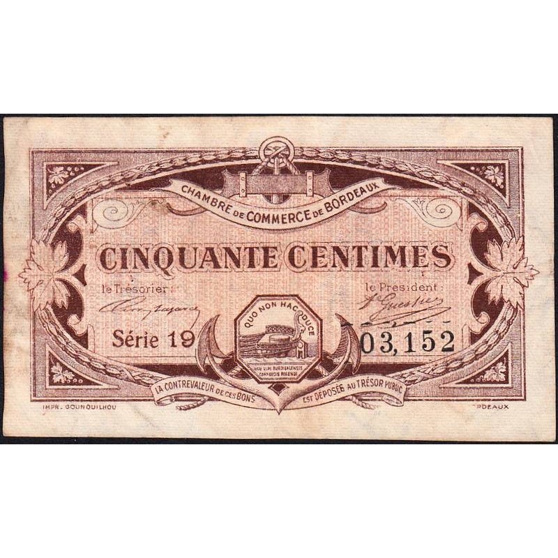 Bordeaux - Pirot 30-20 - 50 centimes - Série 19 - 1917 - Etat : TB