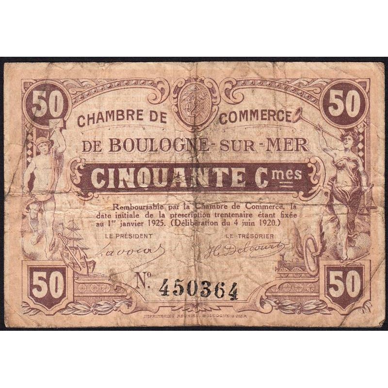Boulogne-sur-Mer - Pirot 31-29 - 50 centimes - 04/06/1920 - Etat : B