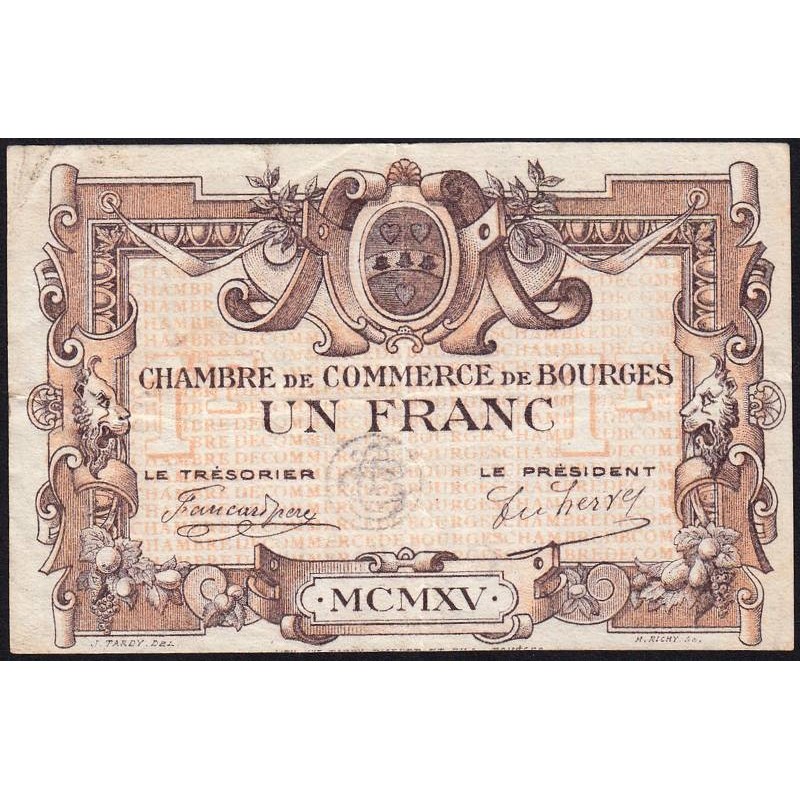 Bourges - Pirot 32-6 - Série C - 1 franc - 1915 - Etat : TTB-