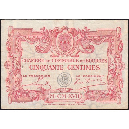 Bourges - Pirot 32-10 - Série A - 50 centimes - 1917 - Etat : TTB