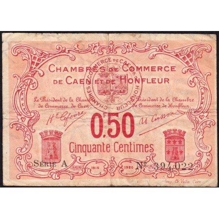 Caen & Honfleur - Pirot 34-12 - 50 centimes - Série A - 1915 - Etat : TB