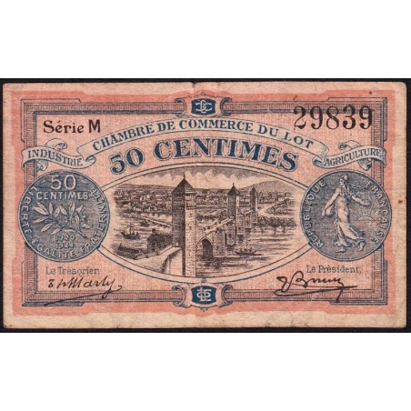 Cahors (Lot) - Pirot 35-25 - 50 centimes - Série M - 29/11/1920 - Etat : TB-