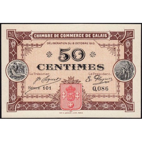 Calais - Pirot 36-7 - 50 centimes - Série 101 - 08/10/1915 - Etat : pr.NEUF