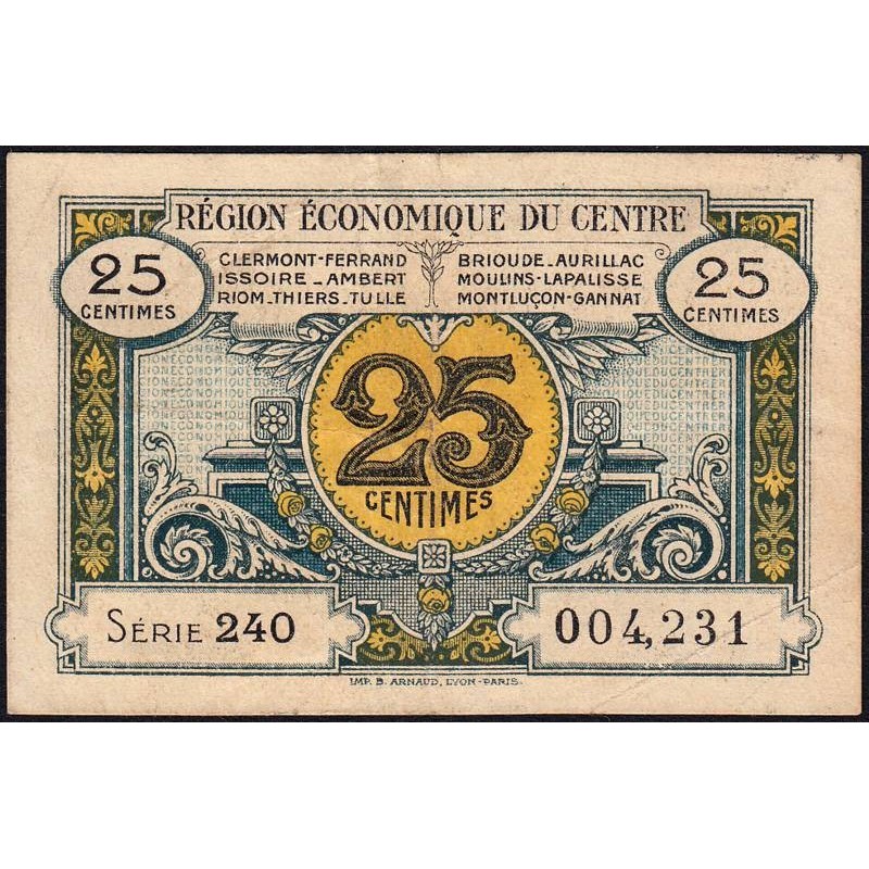 Région économique du Centre - Pirot 40-1 - 25 centimes - 240 - Sans date - Etat : TTB