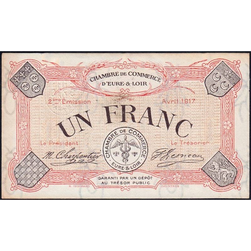 Chartres (Eure-et-Loir) - Pirot 45-7 - 1 franc - 04/1917 - Etat : TB+