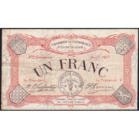 Chartres (Eure-et-Loir) - Pirot 45-7 - 1 franc - 04/1917 - Etat : TB