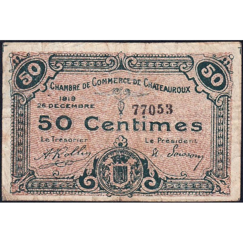 Chateauroux - Pirot 46-20 - 50 centimes - 26/12/1919 - Etat : B+