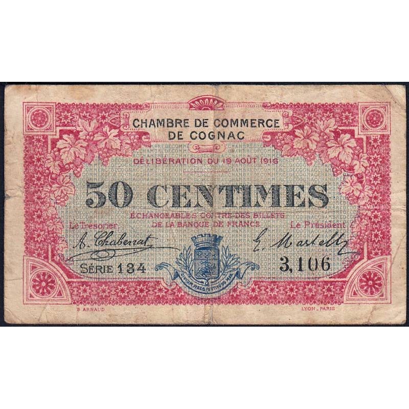 Cognac - Pirot 49-1 - 50 centimes - Série 134 - 19/08/1916 - Etat : TB-