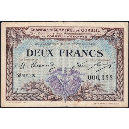 Corbeil - Pirot 50-5 - 2 francs - Série 15 - 16/02/1920 - Etat : TTB-