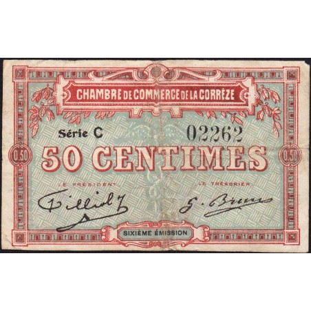 Corrèze (Brive, Tulle) - Pirot 51-15 - 50 centimes - Série C - 6e émission - Etat : TB