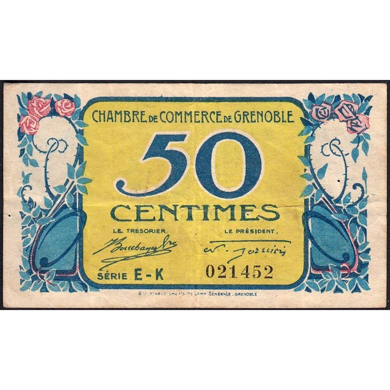 Grenoble - Pirot 63-14 - 50 centimes - Série EK - 08/11/1917 - Etat : TB+