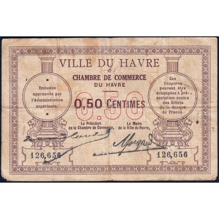 Le Havre - Pirot 68-1 - 50 centimes - Sans date - Etat : B+