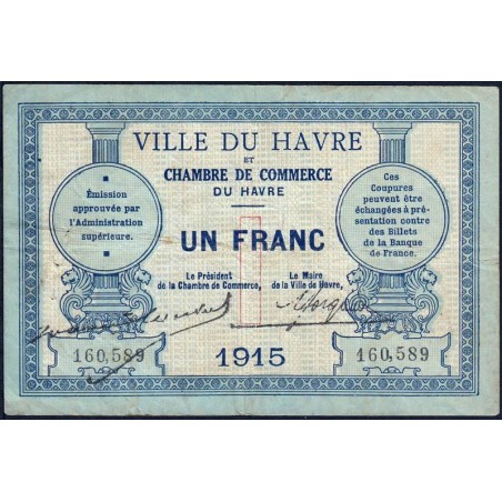 Le Havre - Pirot 68-10 - 1 franc - 1915 - Etat : TB